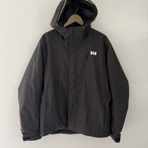 Helly Hansen Mens Helly Tech Ski Coat Jacket Medium Black Primaloft Pit Zips